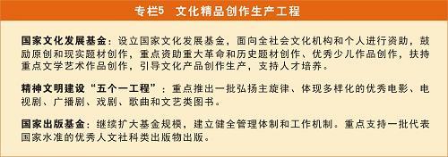 國(guó)家“十二五”時(shí)期文化改革發(fā)展規(guī)劃綱要 文藝創(chuàng)作迎來(lái)繁榮發(fā)展新篇章